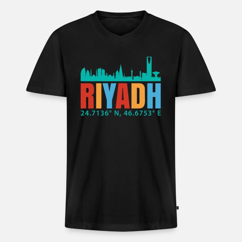 Riad - Männer Premium Bio T-Shirt mit V-Ausschnitt - Schwarz
