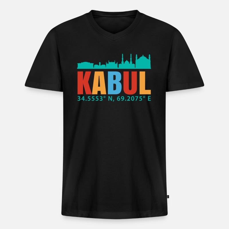 Kabul - Männer Premium Bio T-Shirt mit V-Ausschnitt - Schwarz