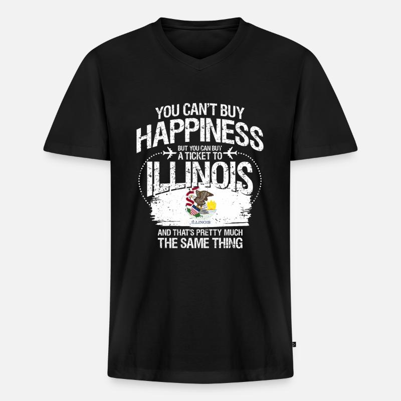 Illinois - Männer Premium Bio T-Shirt mit V-Ausschnitt - Schwarz