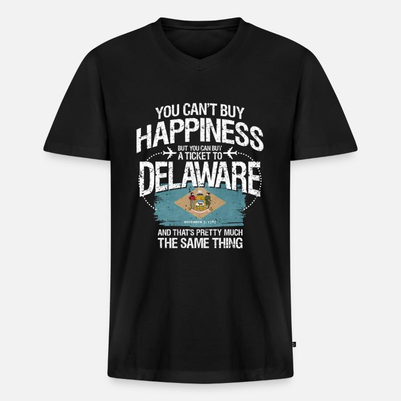 Delaware - Männer Premium Bio T-Shirt mit V-Ausschnitt - Schwarz