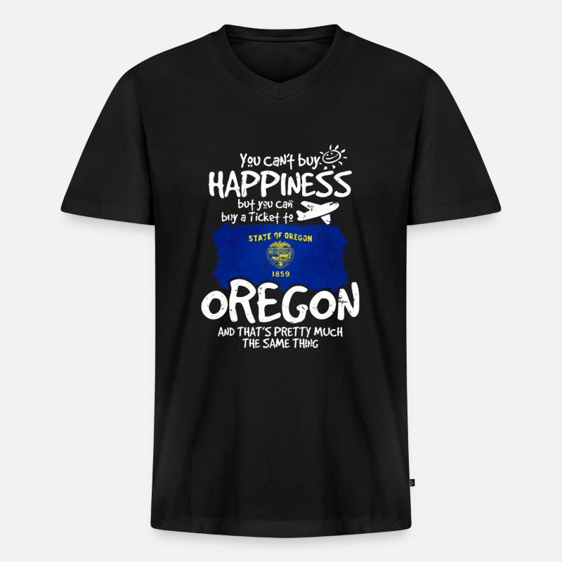 Oregon - Männer Premium Bio T-Shirt mit V-Ausschnitt - Schwarz