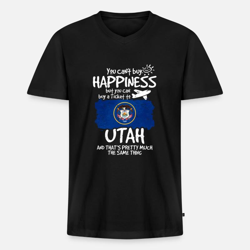 Utah - Männer Premium Bio T-Shirt mit V-Ausschnitt - Schwarz