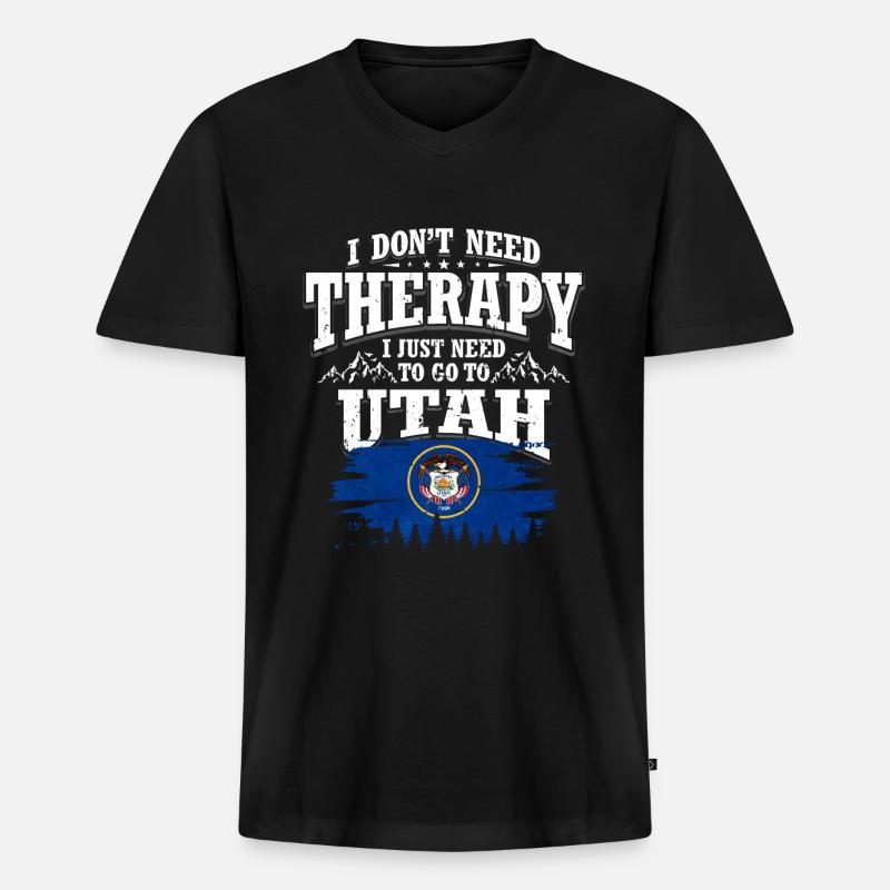 Utah - Männer Premium Bio T-Shirt mit V-Ausschnitt - Schwarz