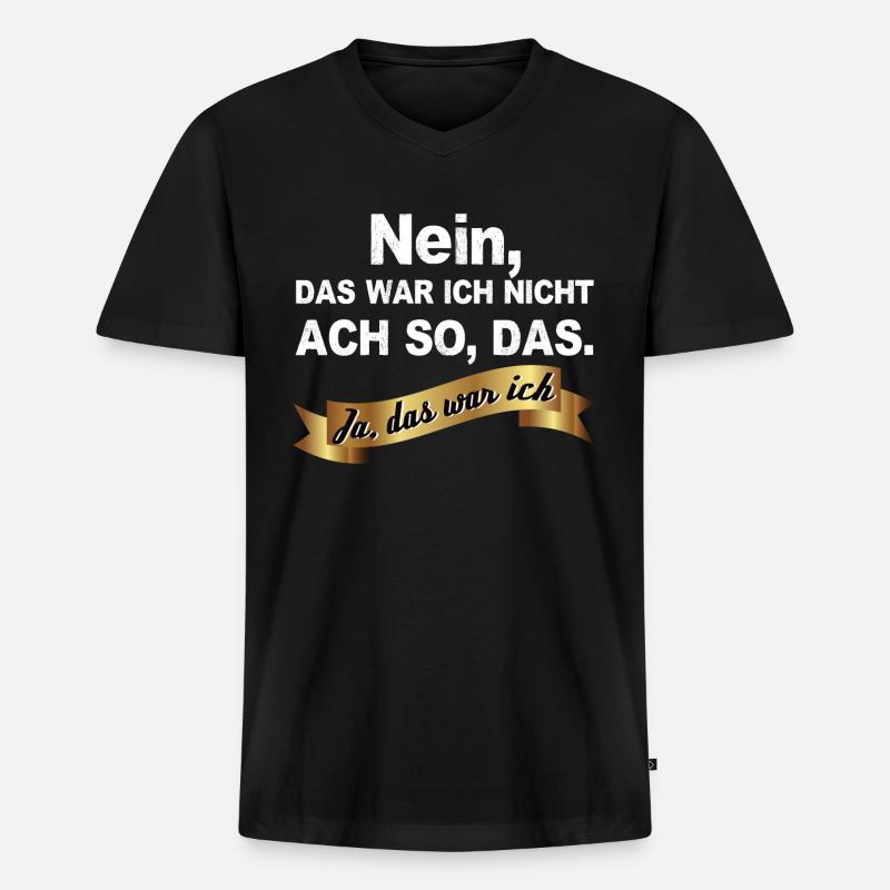 Nein das war ich nicht. Ach so das Ja, das war ich - Männer Premium Bio T-Shirt mit V-Ausschnitt - Schwarz