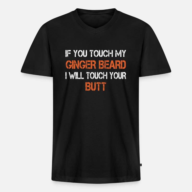 Roter Bart Ginger Bartträger - Männer Premium Bio T-Shirt mit V-Ausschnitt - Schwarz