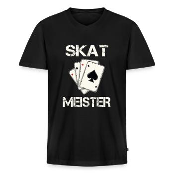 Skat Meister Skatspieler Geschenk - Männer Premium Bio T-Shirt mit V-Ausschnitt - Schwarz - Vorne - Nico (187cm)