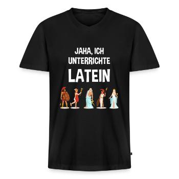 Jaha Ich Unterrichte Latein Lehrer Lateinlehrer - Männer Premium Bio T-Shirt mit V-Ausschnitt - Schwarz - Vorne - Nico (187cm)