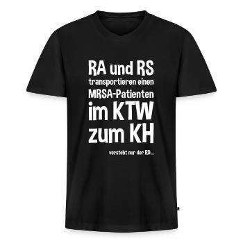 Rettungsassistent Rettungssanitäter Spruch - Männer Premium Bio T-Shirt mit V-Ausschnitt - Schwarz - Vorne - Nico (187cm)