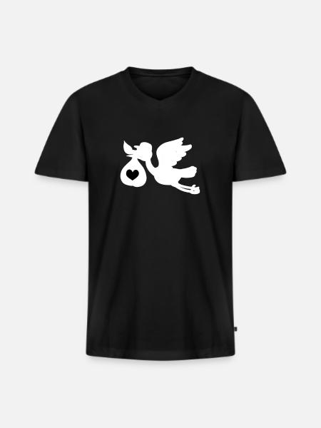 Cigogne grossesse bébé naissance - T-shirt encolure en V Premium bio Homme - noir