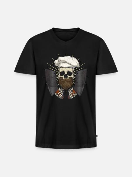 Chef hobby chef restaurant kitchen chef - Men's Premium Organic T-shirt with V-neck - black