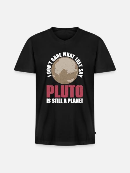 Pluto Planeet Space Universe Universe - Mannen Premium Bio T-shirt met V-hals - zwart