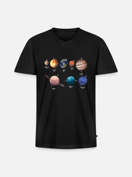 Planet Rotation Solar System Space - Men's Premium Organic T-shirt with V-neck - black