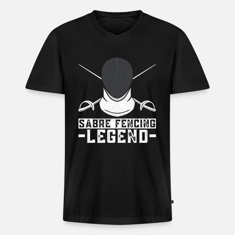 Säbelfecht-Legende - Säbelfecht-Fechter - Männer Premium Bio T-Shirt mit V-Ausschnitt - Schwarz