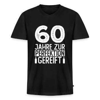60 Jahre Zur Perfektion Gereift - 60 Geburtstag 60 - Männer Premium Bio T-Shirt mit V-Ausschnitt - Schwarz - Vorne - Nico (187cm)