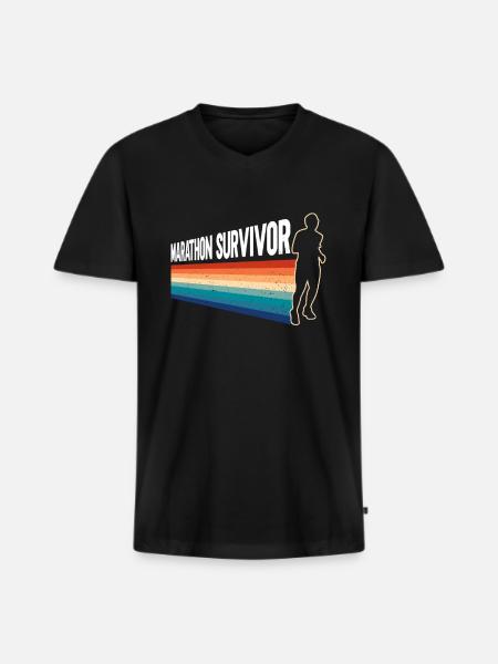 Marathon Überlebender - Marathon Läufer - Männer Premium Bio T-Shirt mit V-Ausschnitt - Schwarz