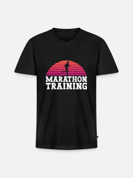 Marathon-Training - Marathonläufer Marathoner - Männer Premium Bio T-Shirt mit V-Ausschnitt - Schwarz