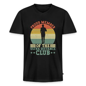 Ultramarathon Ultra Marathon Athlète Entraînement - T-shirt encolure en V Premium bio Homme - noir - Devant - Nico (187cm)