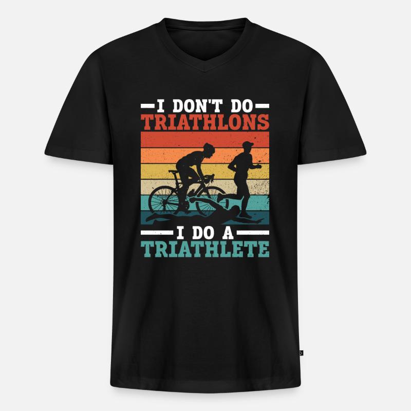 Triathlon Training Triathlet Geschenk - Männer Premium Bio T-Shirt mit V-Ausschnitt - Schwarz