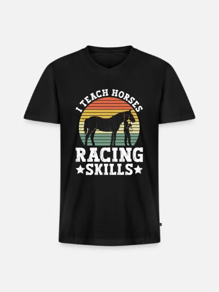 Pferdetrainer Reiten Pferd Reitlehrer - Männer Premium Bio T-Shirt mit V-Ausschnitt - Schwarz