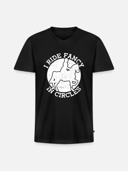 Ik rijd chic in een cirkel - dressuur - Mannen Premium Bio T-shirt met V-hals - zwart