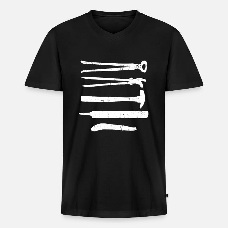 Hufschmied Schmiede Anivl Blacksmithing - Männer Premium Bio T-Shirt mit V-Ausschnitt - Schwarz