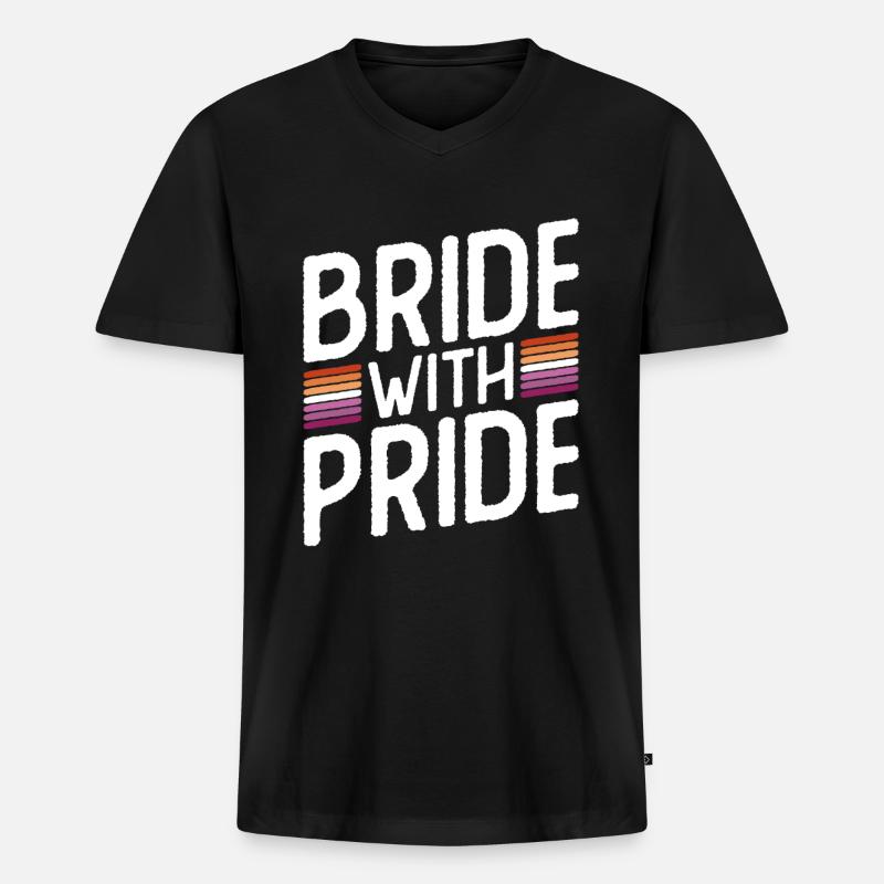 Bride With Pride - Lesbische Hochzeit Homo-Ehe - Männer Premium Bio T-Shirt mit V-Ausschnitt - Schwarz