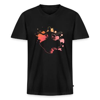 Danseuse du ventre Aquarelle Danse du ventre - T-shirt encolure en V Premium bio Homme - noir - Devant - Nico (187cm)