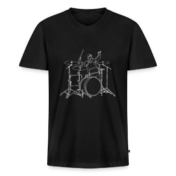 Drums Online Art - Drums Rock Drummer - T-shirt encolure en V Premium bio Homme - noir - Devant - Nico (187cm)