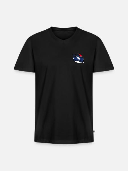 Orca Pixélisé Noël - Drôle - T-shirt encolure en V Premium bio Homme - noir