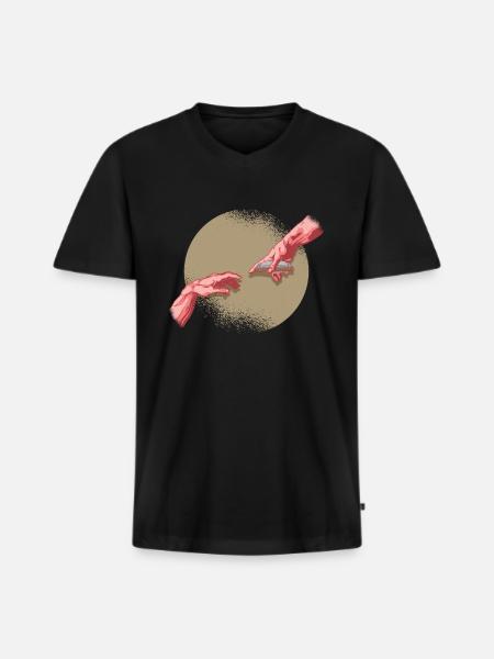 Michelangelo hands harmonica musicians - Men's Premium Organic T-shirt with V-neck - black