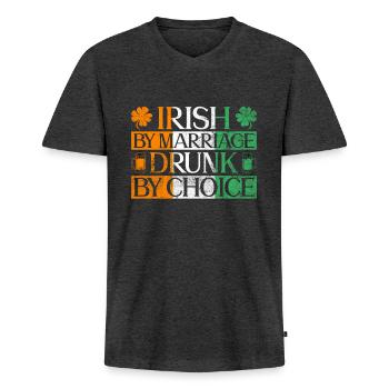Irlande Irlandais drôle de dicton de la Saint-Patrick - T-shirt encolure en V Premium bio Homme - anthracite chiné - Devant - Nico (187cm)