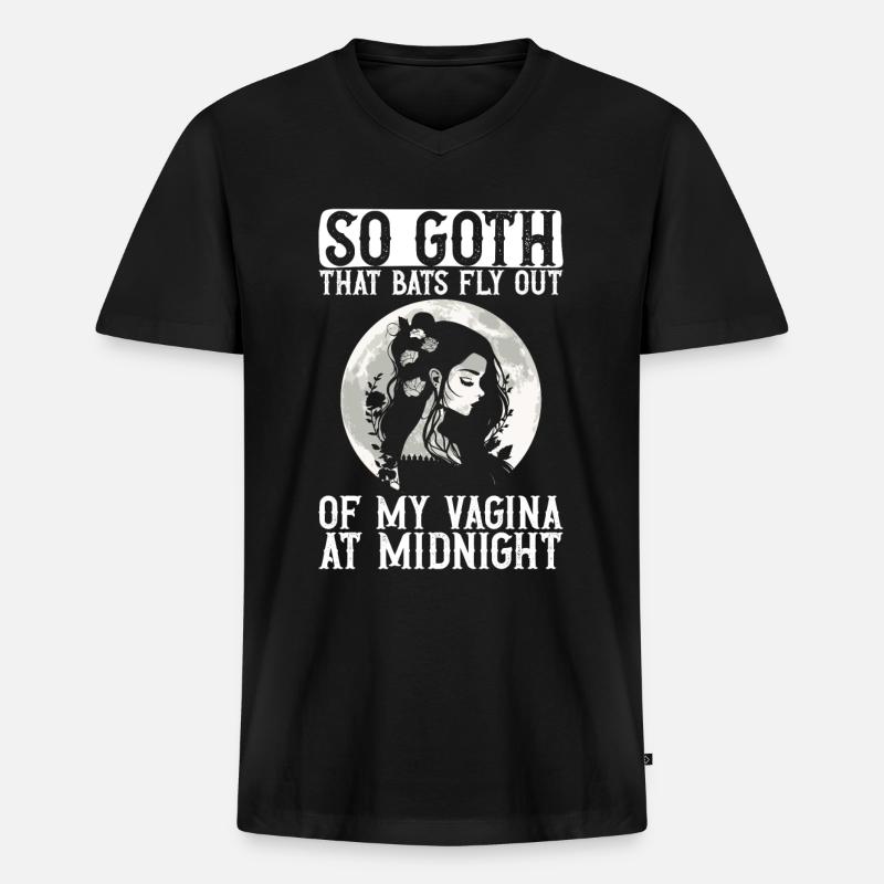 Goth Gothic Fledermäuse Vagina Spruch - Männer Premium Bio T-Shirt mit V-Ausschnitt - Schwarz