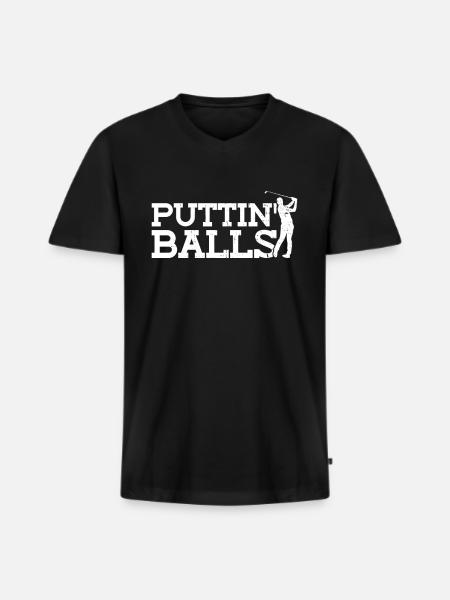 Puttin' Balls - Funny Golf - Men's Premium Organic T-shirt with V-neck - black