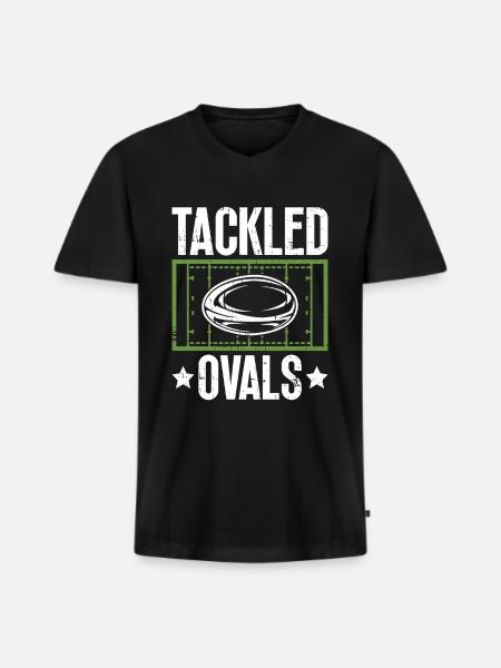 Tackled Ovals - Funny Rugby - Men's Premium Organic T-shirt with V-neck - black