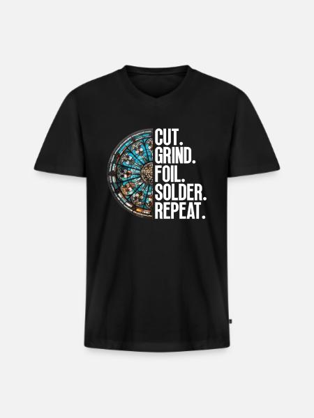 Cut. Grind. Foiling. Solder. - Men's Premium Organic T-shirt with V-neck - black