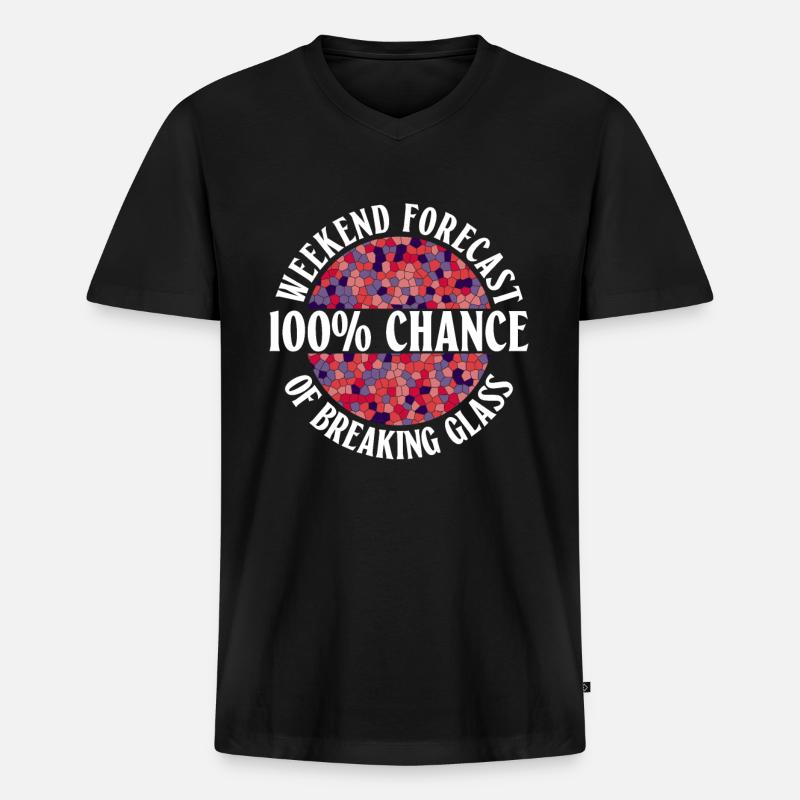 Wochenendvorhersage - 100% Chance auf - Männer Premium Bio T-Shirt mit V-Ausschnitt - Schwarz