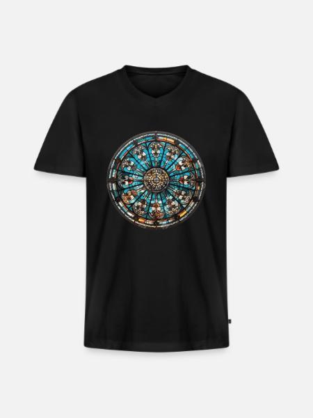 Vitrail - Vitrail Artiste - T-shirt encolure en V Premium bio Homme - noir