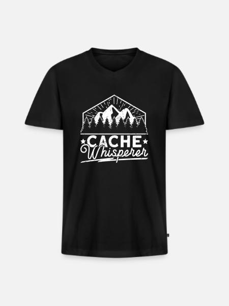 Cache-Flüsterer - Geocaching Geocacher - Männer Premium Bio T-Shirt mit V-Ausschnitt - Schwarz