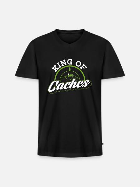 King of Caches - Geocaching Geocacher - Men's Premium Organic T-shirt with V-neck - black