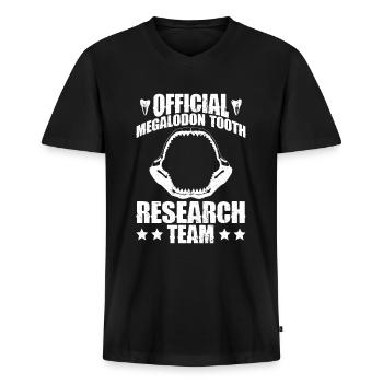 Megalodon-Zahnforschungsteam - Megalodon-Hai - Männer Premium Bio T-Shirt mit V-Ausschnitt - Schwarz - Vorne - Nico (187cm)