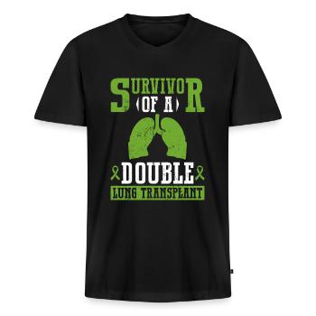 Greffe d’organe par fente de donneur d’organes - T-shirt encolure en V Premium bio Homme - noir - Devant - Nico (187cm)