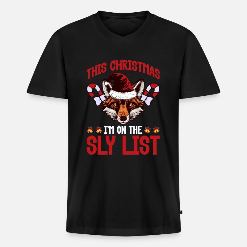Lustige Fuchs-Weihnachtsgeschenke - Männer Premium Bio T-Shirt mit V-Ausschnitt - Schwarz