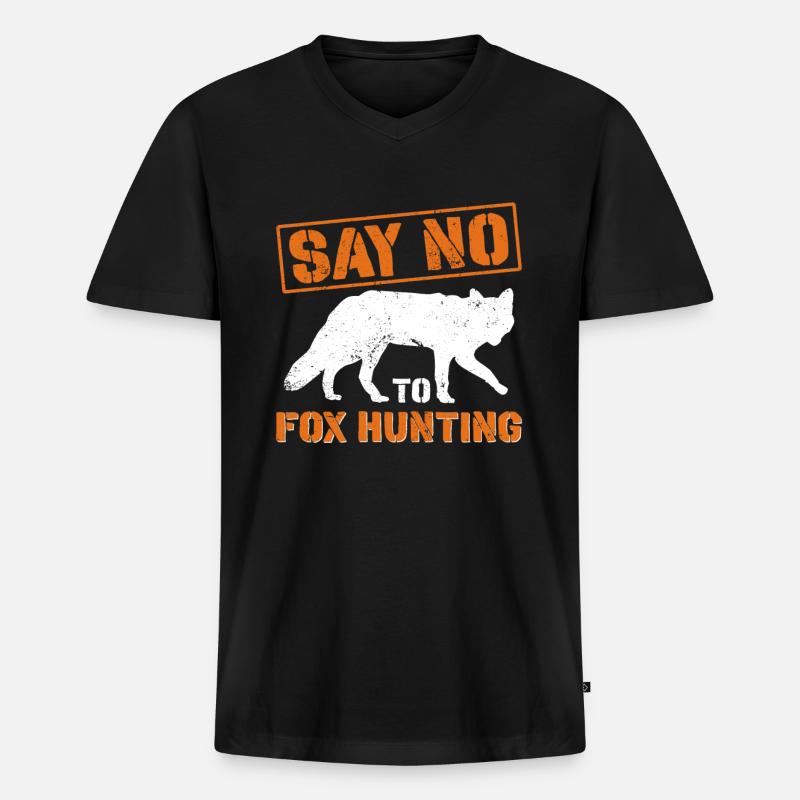 Anti-Fuchs-Jagdzubehör - Männer Premium Bio T-Shirt mit V-Ausschnitt - Schwarz