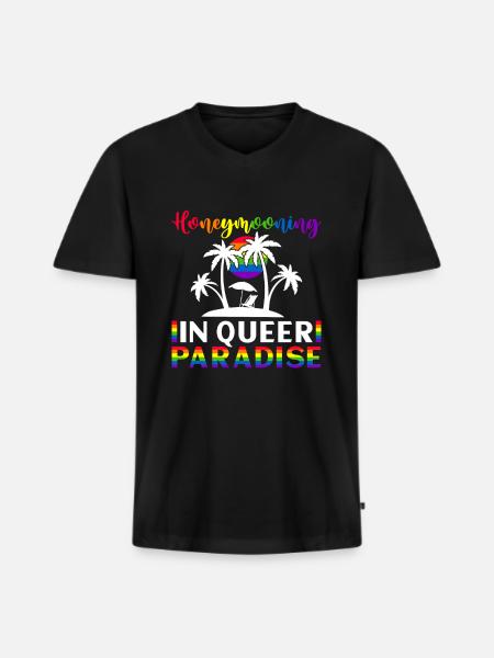 Gay Pride Bröllop Gay Äktenskap - Ekologisk premium-T-shirt med V-ringning herr - svart