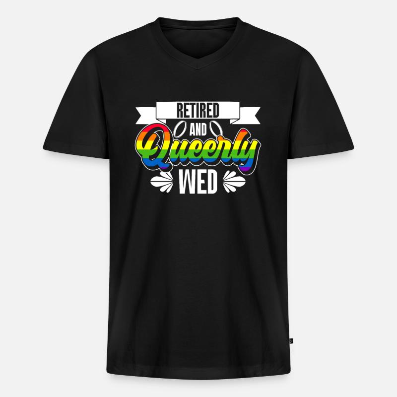 Gay Pride Hochzeit Homo-Ehe - Männer Premium Bio T-Shirt mit V-Ausschnitt - Schwarz