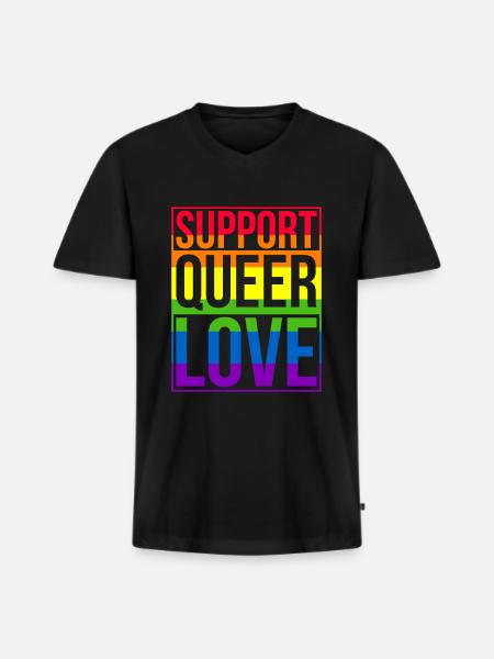 Gay Pride Hochzeit Homo-Ehe - Männer Premium Bio T-Shirt mit V-Ausschnitt - Schwarz