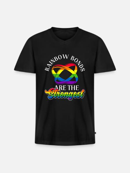Gay Pride Hochzeit Homo-Ehe - Männer Premium Bio T-Shirt mit V-Ausschnitt - Schwarz