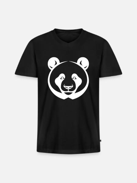 Panda Ours Panda géant japonais - T-shirt encolure en V Premium bio Homme - noir