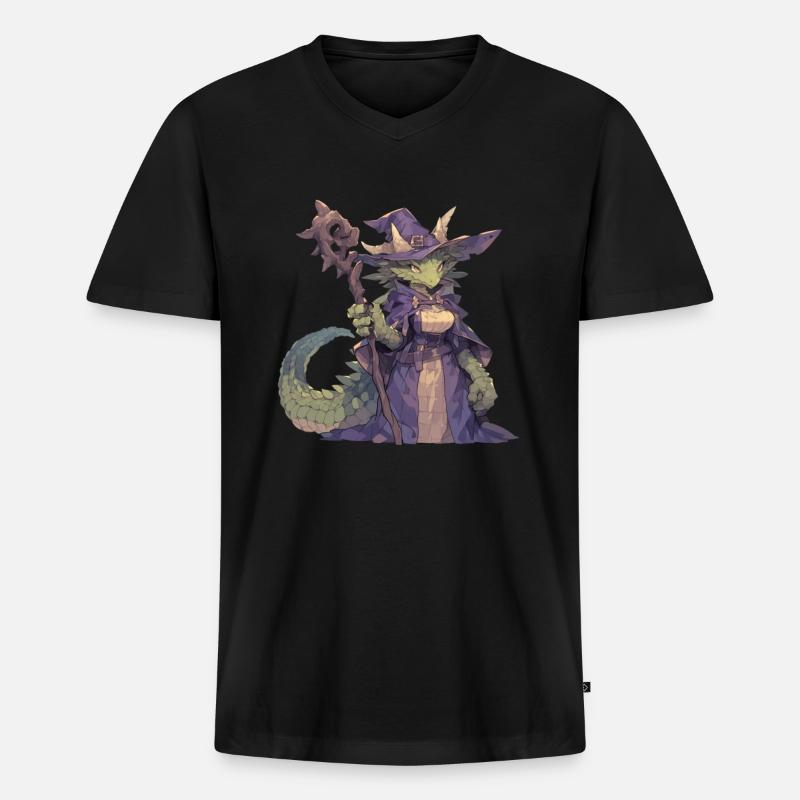 Drachenhexe Halloween Drache Kinder - Männer Premium Bio T-Shirt mit V-Ausschnitt - Schwarz