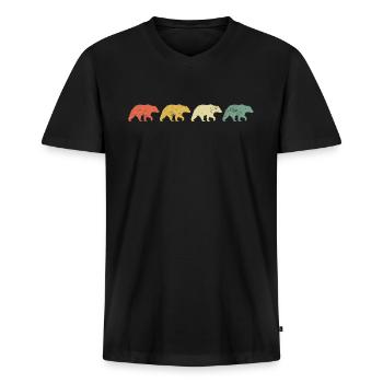 Grizzli Ours brun - T-shirt encolure en V Premium bio Homme - noir - Devant - Nico (187cm)